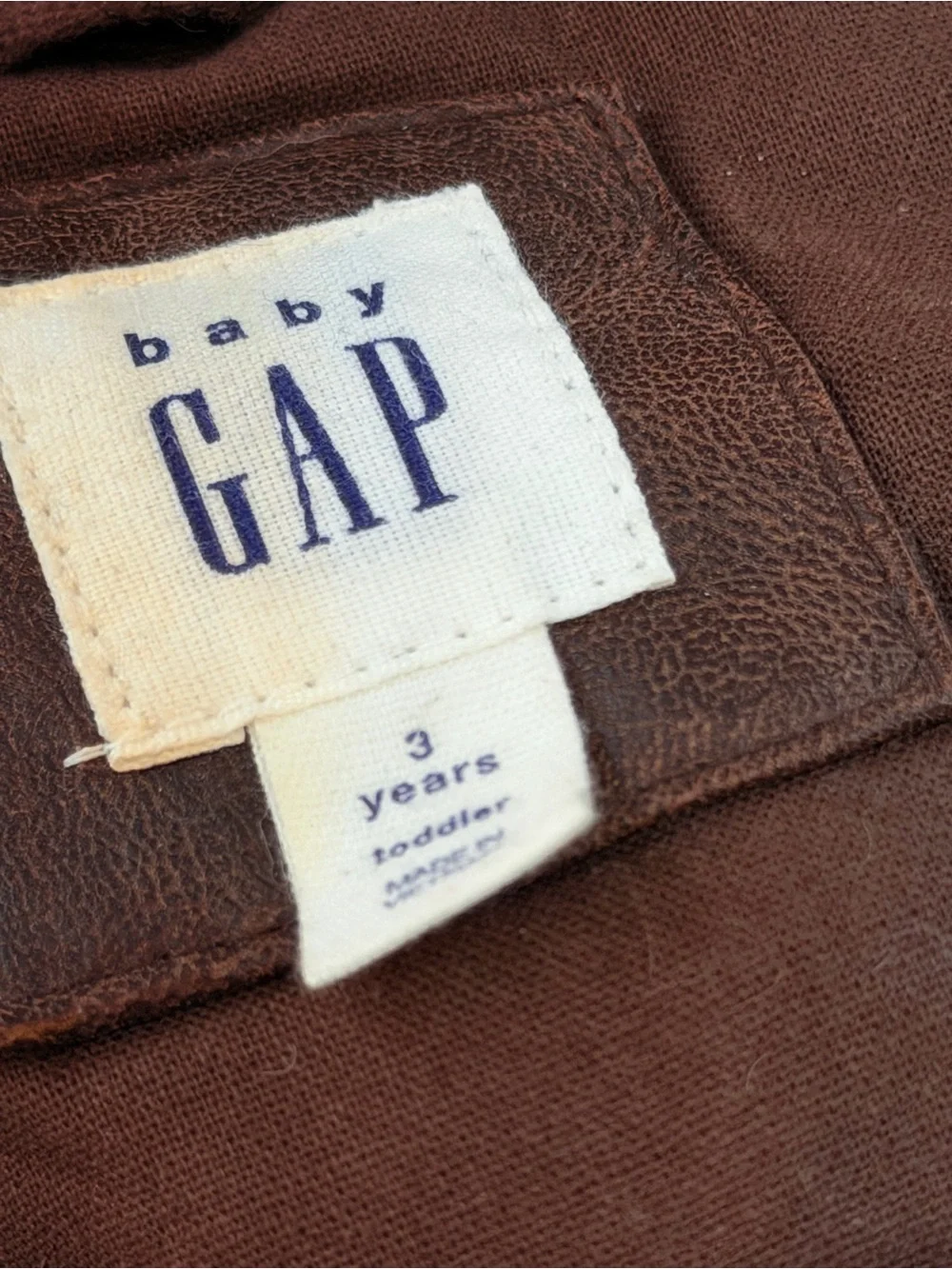 GAP Kids Brown Faux Leather Moto Jacket